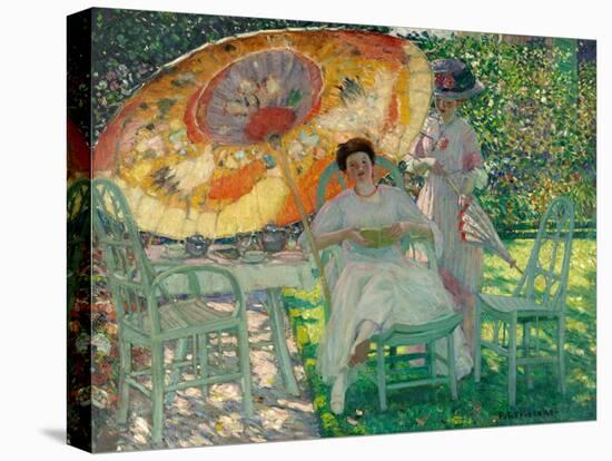 The Garden Parasol, C.1910 (Oil on Canvas)-Frederick Carl Frieseke-Stretched Canvas