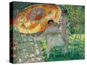 The Garden Parasol, C.1910 (Oil on Canvas)-Frederick Carl Frieseke-Stretched Canvas