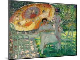 The Garden Parasol, C.1910 (Oil on Canvas)-Frederick Carl Frieseke-Mounted Giclee Print