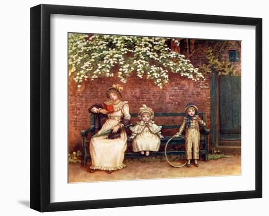 The garden seat' by Kate Greenaway-Kate Greenaway-Framed Giclee Print