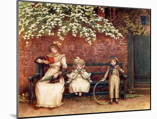 The garden seat' by Kate Greenaway-Kate Greenaway-Mounted Giclee Print