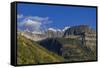 The Garden Wall and Haystack Butte with seasons first snow in Glacier National Park, Montana, USA-Chuck Haney-Framed Stretched Canvas