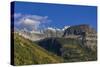 The Garden Wall and Haystack Butte with seasons first snow in Glacier National Park, Montana, USA-Chuck Haney-Stretched Canvas