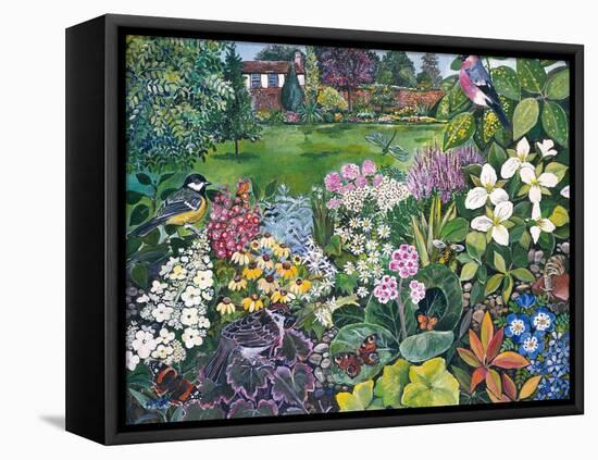 The Garden with Birds and Butterflies-Hilary Jones-Framed Stretched Canvas