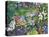 The Garden with Birds and Butterflies-Hilary Jones-Stretched Canvas