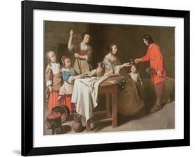 The Gardener Offers Flowers to His Mistress-Mathieu Le Nain-Framed Giclee Print