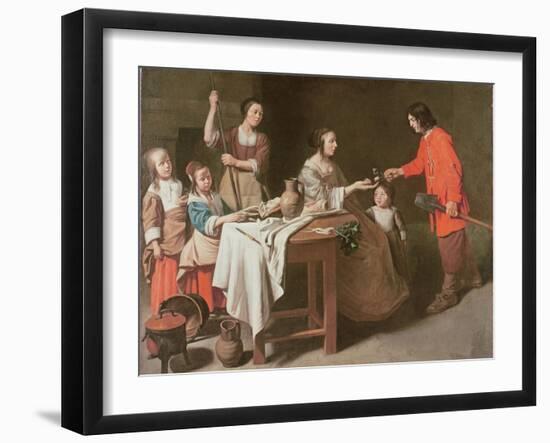 The Gardener Offers Flowers to His Mistress-Mathieu Le Nain-Framed Giclee Print