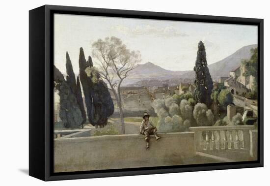 The Gardens of the Villa D'Este, Tivoli-Jean-Baptiste-Camille Corot-Framed Stretched Canvas