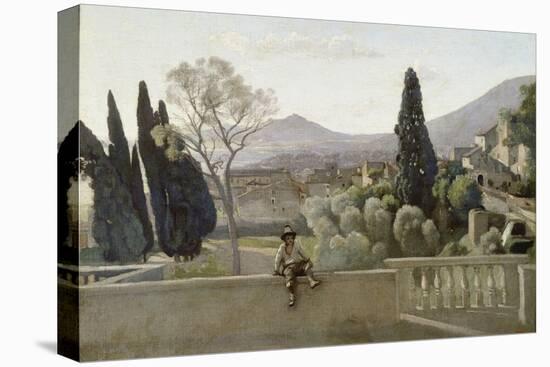 The Gardens of the Villa D'Este, Tivoli-Jean-Baptiste-Camille Corot-Stretched Canvas