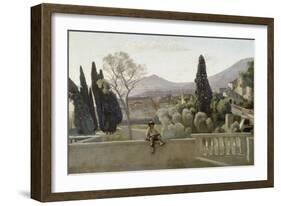 The Gardens of the Villa D'Este, Tivoli-Jean-Baptiste-Camille Corot-Framed Giclee Print