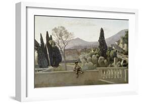 The Gardens of the Villa D'Este, Tivoli-Jean-Baptiste-Camille Corot-Framed Giclee Print