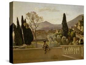 The Gardens of Villa D'Este, 1843-Jean-Baptiste-Camille Corot-Stretched Canvas