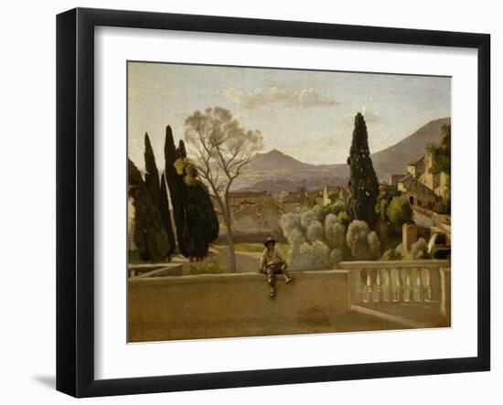 The Gardens of Villa D'Este, 1843-Jean-Baptiste-Camille Corot-Framed Giclee Print