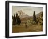 The Gardens of Villa D'Este, 1843-Jean-Baptiste-Camille Corot-Framed Giclee Print