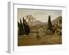 The Gardens of Villa D'Este, 1843-Jean-Baptiste-Camille Corot-Framed Giclee Print