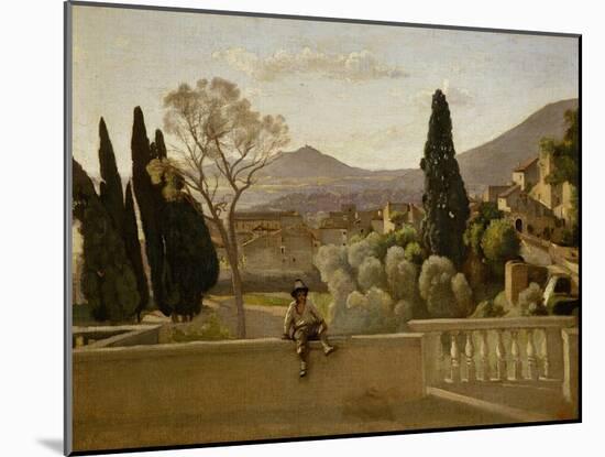 The Gardens of Villa D'Este, 1843-Jean-Baptiste-Camille Corot-Mounted Giclee Print