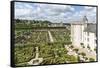 The gardens of Villandry castle from above, Villandry, UNESCO World Heritage Site, Indre-et-Loire, -Francesco Vaninetti-Framed Stretched Canvas