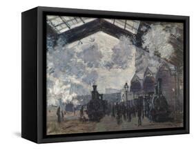 The Gare St-Lazare. 1877-Claude Monet-Framed Stretched Canvas