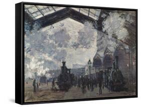 The Gare St-Lazare. 1877-Claude Monet-Framed Stretched Canvas