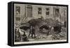 The Gas Main Explosion, Scene in Charlotte-Street, Tottenham-Court-Road, on Monday Evening-null-Framed Stretched Canvas