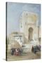 The Gate of Justice, Entrance to the Alhambra, 1833 (Pencil, Gouache and W/C)-David Roberts-Stretched Canvas