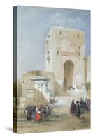 The Gate of Justice, Entrance to the Alhambra, 1833 (Pencil, Gouache and W/C)-David Roberts-Stretched Canvas