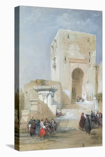 The Gate of Justice, Entrance to the Alhambra, 1833 (Pencil, Gouache and W/C)-David Roberts-Stretched Canvas