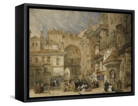 The Gate of the Viva Rambla, Granada, 1834-David Roberts-Framed Stretched Canvas