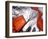 "The Gates" are Shown in Central Park in New York with Flowing Fabric the Color of a Sunrise-null-Framed Photographic Print