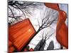 "The Gates" are Shown in Central Park in New York with Flowing Fabric the Color of a Sunrise-null-Mounted Photographic Print