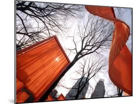 "The Gates" are Shown in Central Park in New York with Flowing Fabric the Color of a Sunrise-null-Mounted Photographic Print