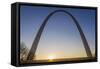 The Gateway Arch in St. Louis, Missouri at Sunrise. Jefferson Memorial-Jerry & Marcy Monkman-Framed Stretched Canvas