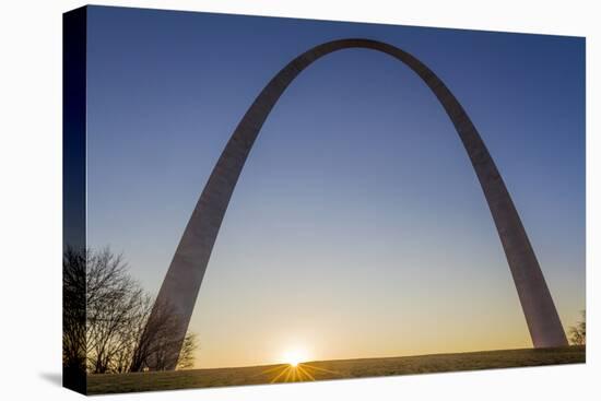 The Gateway Arch in St. Louis, Missouri at Sunrise. Jefferson Memorial-Jerry & Marcy Monkman-Stretched Canvas