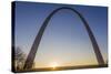 The Gateway Arch in St. Louis, Missouri at Sunrise. Jefferson Memorial-Jerry & Marcy Monkman-Stretched Canvas