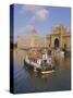 The Gateway to India and the Taj Mahal Hotel, Mumbai (Bombay), India-Charles Bowman-Stretched Canvas