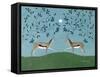 The Gazelles Greeting-Susan Henke Fine Art-Framed Stretched Canvas