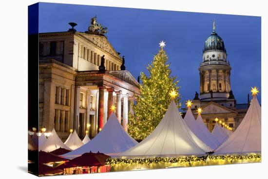 The Gendarmenmarkt Christmas Market, Theatre, and French Cathedral, Berlin, Germany, Europe-Miles Ertman-Stretched Canvas