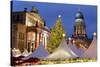 The Gendarmenmarkt Christmas Market, Theatre, and French Cathedral, Berlin, Germany, Europe-Miles Ertman-Stretched Canvas