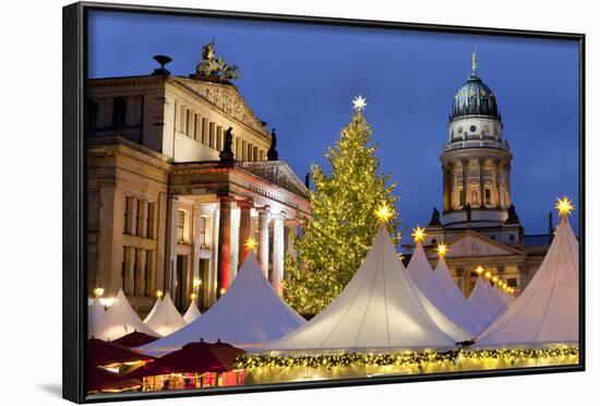 The Gendarmenmarkt Christmas Market, Theatre, and French Cathedral, Berlin, Germany, Europe-Miles Ertman-Framed Photographic Print