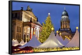 The Gendarmenmarkt Christmas Market, Theatre, and French Cathedral, Berlin, Germany, Europe-Miles Ertman-Framed Photographic Print