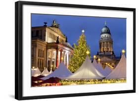 The Gendarmenmarkt Christmas Market, Theatre, and French Cathedral, Berlin, Germany, Europe-Miles Ertman-Framed Photographic Print