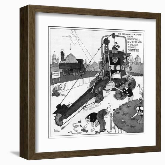 The Gentle Art of Excavating-William Heath Robinson-Framed Art Print