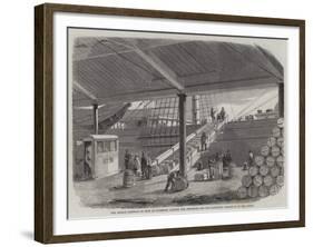 The George Griswold in Dock at Liverpool Landing Her Provisions for the Distressed Operatives in th-null-Framed Giclee Print