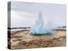 The Geothermal Area Haukadalur, Part of Tourist Route Golden Circle During Winter. Geysir Strokkur-Martin Zwick-Stretched Canvas