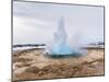 The Geothermal Area Haukadalur, Part of Tourist Route Golden Circle During Winter. Geysir Strokkur-Martin Zwick-Mounted Photographic Print