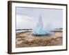 The Geothermal Area Haukadalur, Part of Tourist Route Golden Circle During Winter. Geysir Strokkur-Martin Zwick-Framed Photographic Print