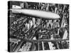 The German Airship, the Hindenburg, above Manhattan, New York in 1936, on its Way to its Berth at L-null-Stretched Canvas