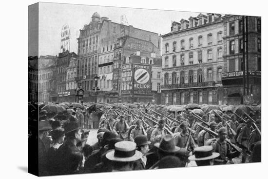 The German Army Marching Through Brussels, First World War, C1914-null-Stretched Canvas