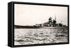 The German Battleship Gneisenau at Sea, Early in World War II-null-Framed Stretched Canvas