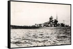 The German Battleship Gneisenau at Sea, Early in World War II-null-Framed Stretched Canvas